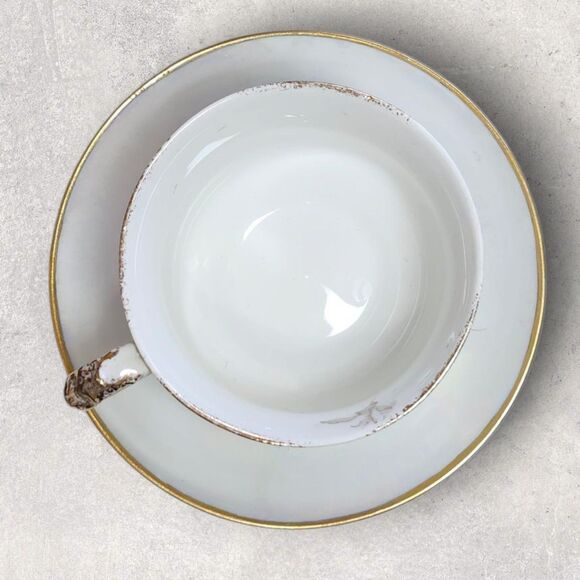 Antique Haviland Limoges Teacup Noritake Saucer Violet Floral Gold Rim Iridescen - Picture 10 of 15